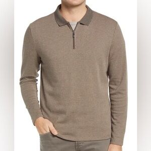 Robert Barakett Houndstooth Zip Up Collared Shirt